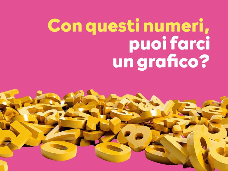 Numeri gialli in 3D su fondo magenta: copertina dell'articolo didardo sul Data Humanism e lo storytelling con i dati